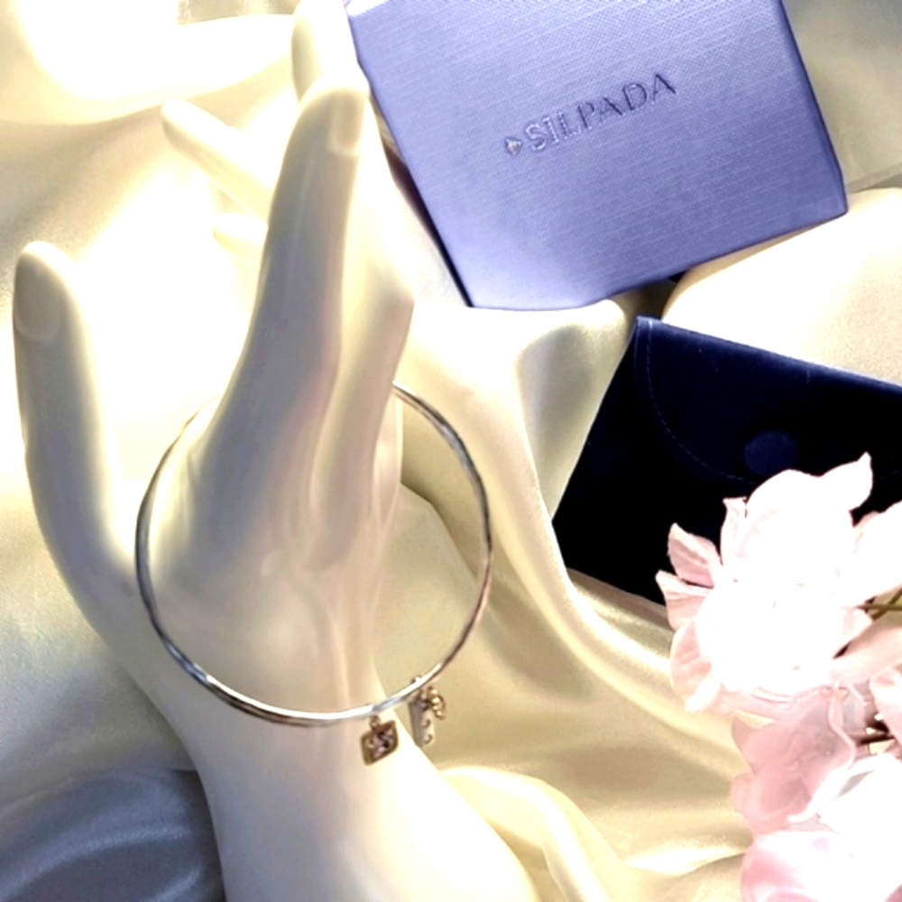 SILPADA  In The Mix Charm Bangle Bracelet  Sterling Silver & Brass B3079 - Picture 4 of 7